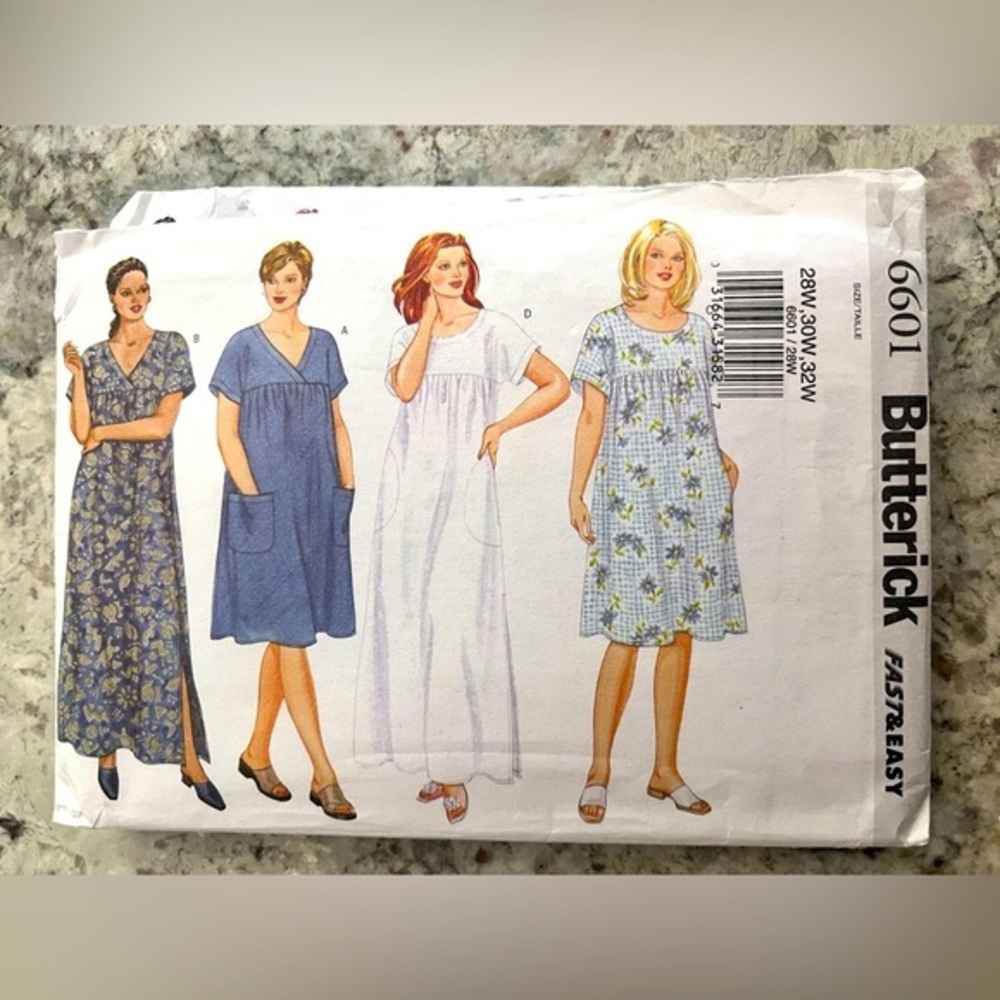 Butterick pattern women’s loosefitting pull over dress 4 styles size 22-26&28-32